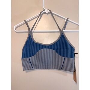 Astroremiges Harmony Striped Crop Tank Top Asteroid Blue Ribbed Small NWT